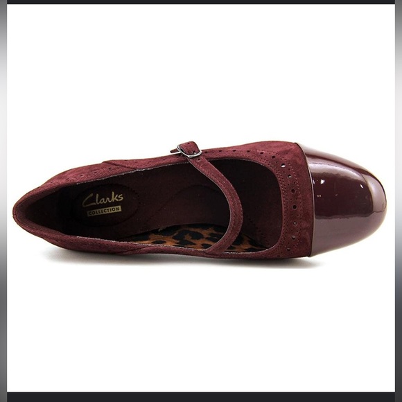 🎉✨ CLARKS WOMEN’S SAPPHIRE VASE BURGUNDY SUEDE MARY JANE PUMPS HEELS SIZE 7.5 - Picture 15 of 16